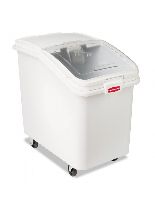 Rubbermaid Commercial Products Rubbermaid Commercial Products ProSave Shelf-Storage Ingredient Bin With Scoop, 600-cup capacity, Plastic, White, Sliding Lid, Container with Wheels for Kitchen/Restaurant Food Organization  - Image 1