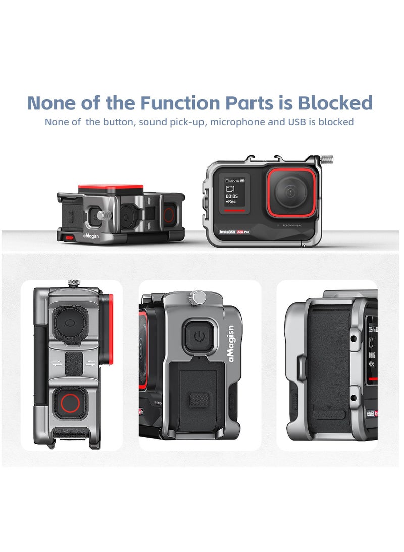 إطار مصنوع من الألومنيوم 360 Ace Series مع غلاف سيليكون للعدسة لكاميرا Insta360 Ace/Ace Pro، علبة واقية معدنية متينة مع قاعدة باردة متوافقة مع قاعدة تثبيت Pivot الرسمية - Image 5