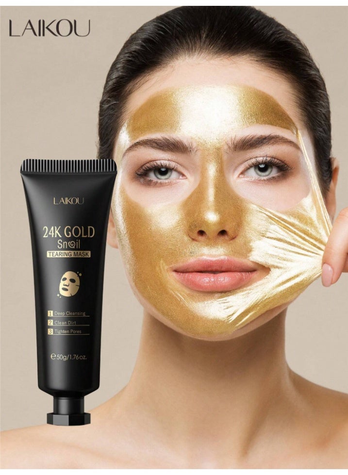 لايكو قناع تقشير الوجه بالذهب 24 قيراط ومستخلص الحلزون - 50 جرام تنظيف عميق للمسامات وإزالة الرؤوس السوداء - Image 1