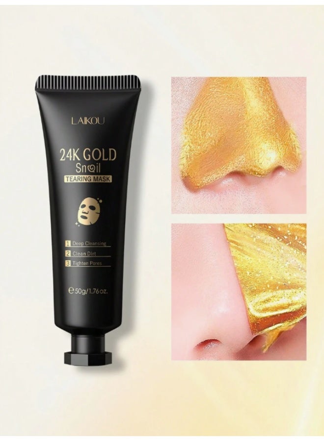 لايكو قناع تقشير الوجه بالذهب 24 قيراط ومستخلص الحلزون - 50 جرام تنظيف عميق للمسامات وإزالة الرؤوس السوداء - Image 2