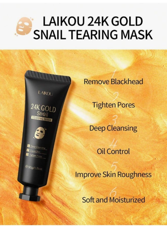 لايكو قناع تقشير الوجه بالذهب 24 قيراط ومستخلص الحلزون - 50 جرام تنظيف عميق للمسامات وإزالة الرؤوس السوداء - Image 5