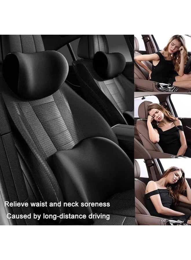 Car Neck and Back Support Pillow Set, Memory Foam Lumbar Cushion for Office Chair - Image 2