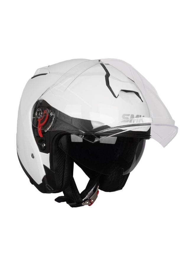 SMK GL 100 Open Face Helmet with Dual Shell & Sun Visor White Gloss - 70022 - Image 2
