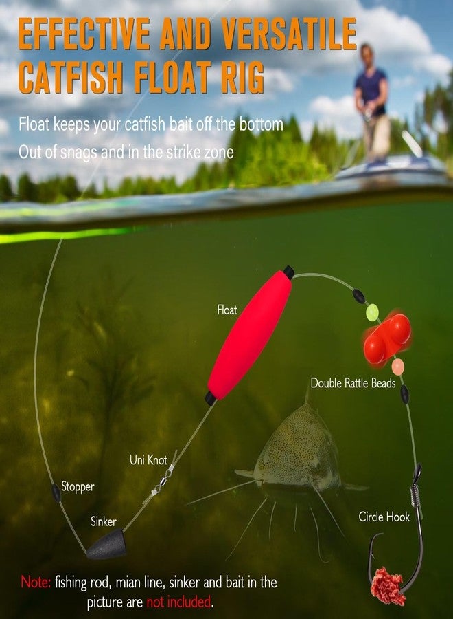 Dovesun Catfish Rigs Santee Rig Catfish Float Rigs Catfishing Tackle Cigar Float-5/0Hook * 3PCS - Image 4