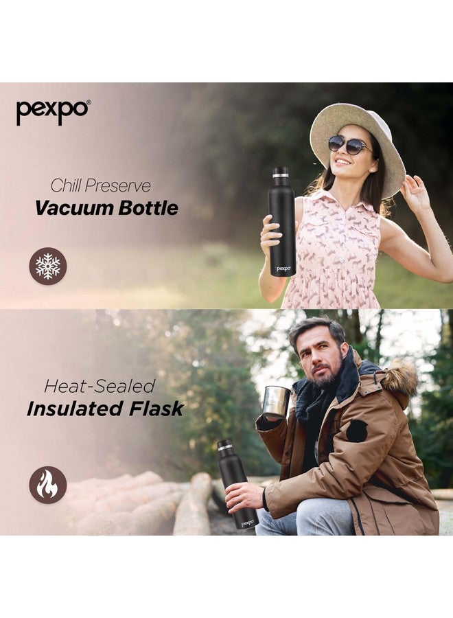 Pexpo Orio Pro 1000 Stainless Steel Hot and Cold Double Wall Vacuum Insulated ISI Certified Flask, 980ml, Knight Black | Slim Water Bottle | for Office, School, Home, Hiking, Gym | RCB Edition - Image 4
