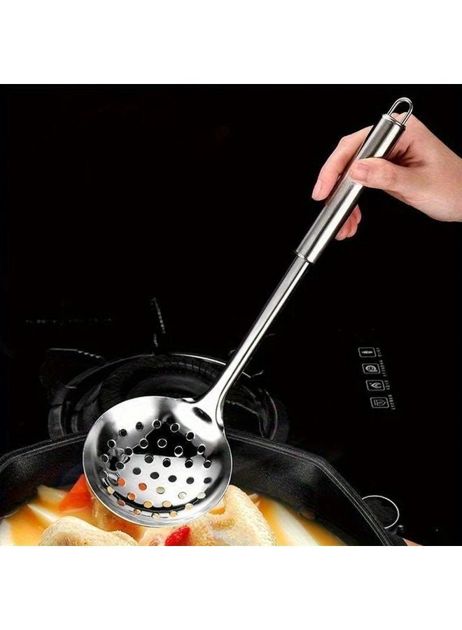 Stainless Steel Long Handle Slotted Spoon Durable Kitchen Ladle Colander Easy Clean Design - Image 2