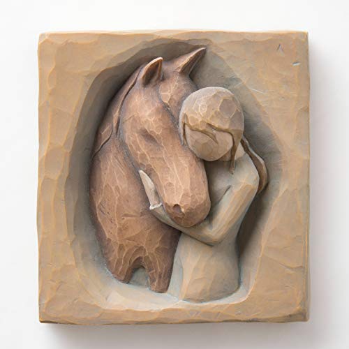 Willow Tree Quiet Strength, Always There for me, Expression of Friendship and Love Between Girls and Horses, Sculpted Hand-Painted Bas Relief Wall Plaque - Image 4