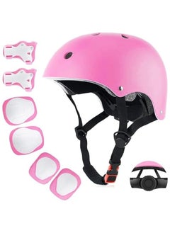DURKU Adjustable Kids Helmet with Protective Sports Gear Set - Pink, for Boys and Girls Ages 3-8. Perfect for Cycling, Skateboarding, and Scooter Riding.  - Image 1