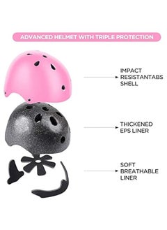 DURKU Adjustable Kids Helmet with Protective Sports Gear Set - Pink, for Boys and Girls Ages 3-8. Perfect for Cycling, Skateboarding, and Scooter Riding.  - Image 2