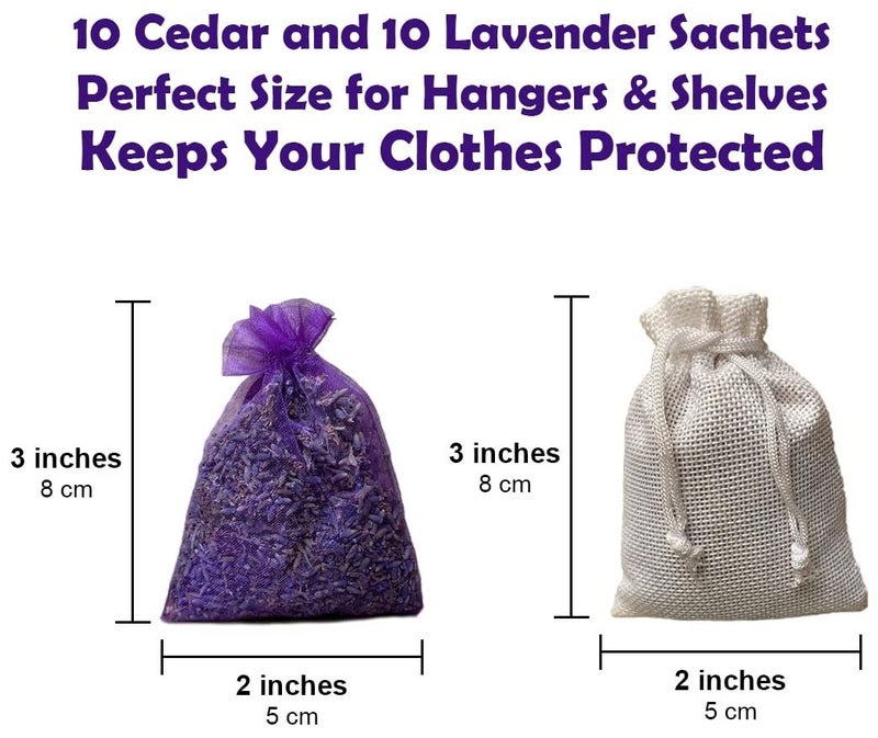 Professor Killamoth Cedar Chips and Lavender Sachets (20 Pack) - Stop Clothes Damage - Cedar and Lavendar Home Fragrance Sachets for Drawers and Closets - Image 3