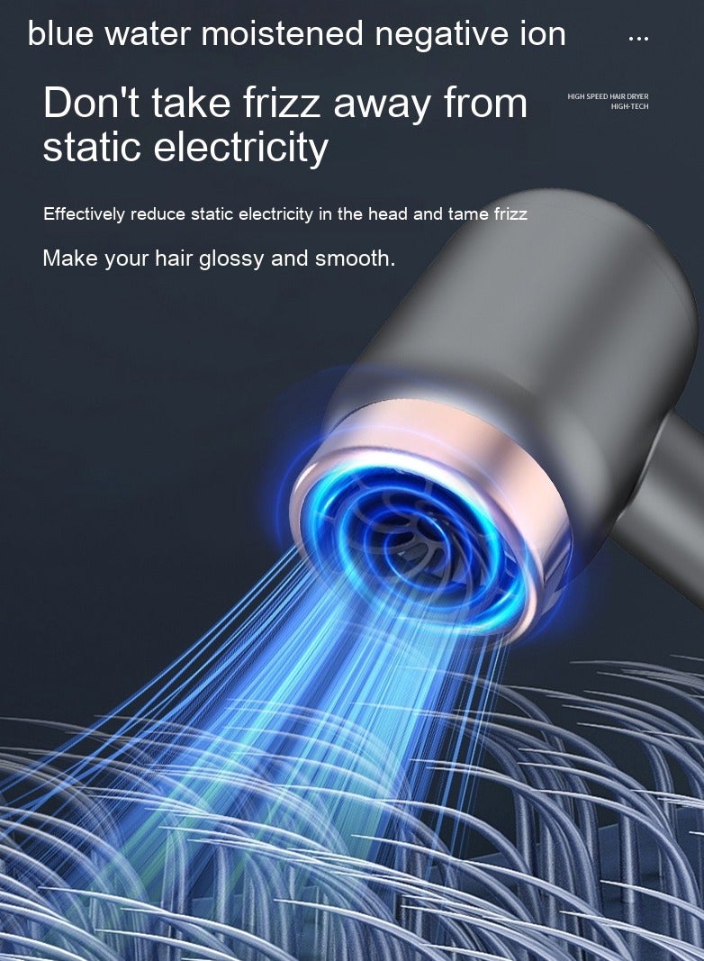 MORTICO Hair Dryer, 2000W Blow Dryer with Diffuser and Concentrator, Ceramic Technology, 2 Heat & 2 Speed Settings, 30s quick drying, grey - Image 3