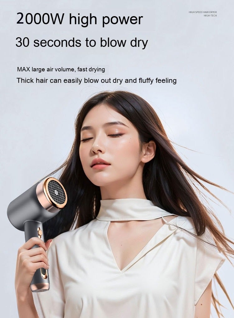MORTICO Hair Dryer, 2000W Blow Dryer with Diffuser and Concentrator, Ceramic Technology, 2 Heat & 2 Speed Settings, 30s quick drying, grey - Image 5