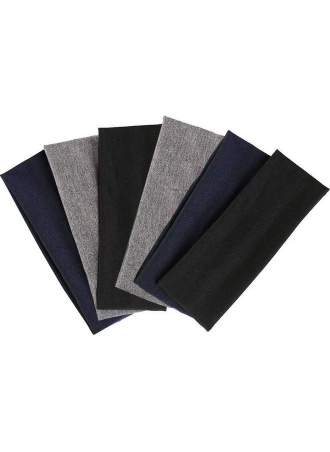 DERAYEE Black Headbands 6 Pcs Fashion Hair Bands Stretch Elastic Yoga Headband For Women Men Girls Sports Headwraps Non Slip  - Image 2
