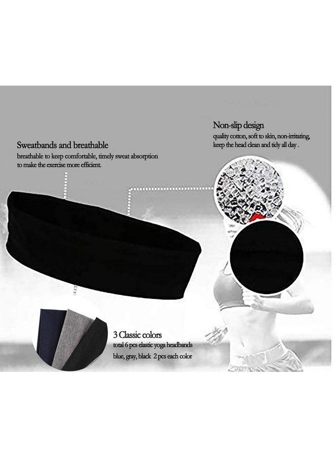 DERAYEE Black Headbands 6 Pcs Fashion Hair Bands Stretch Elastic Yoga Headband For Women Men Girls Sports Headwraps Non Slip  - Image 4