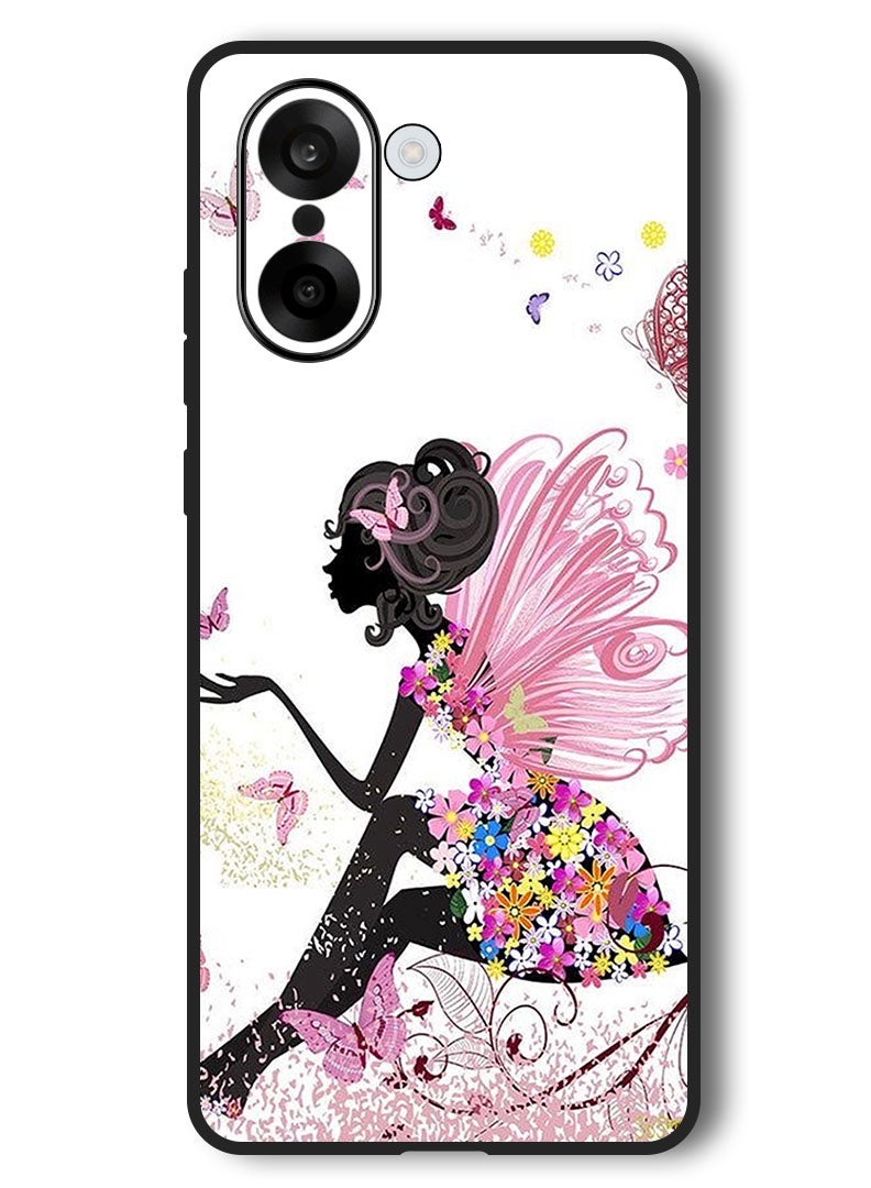 Theodor Case Compatible with OnePlus Nord CE 5 6.77 Inch Protection Shockproof Bumper Cover Butterfly Girl - Image 1