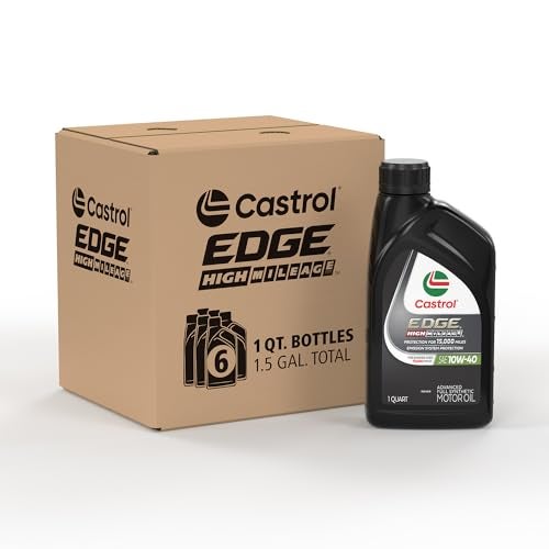 Castrol EDGE High Mileage 10W-40 Advanced Full Synthetic Motor Oil, 1 Quart, Pack of 6 - Image 1