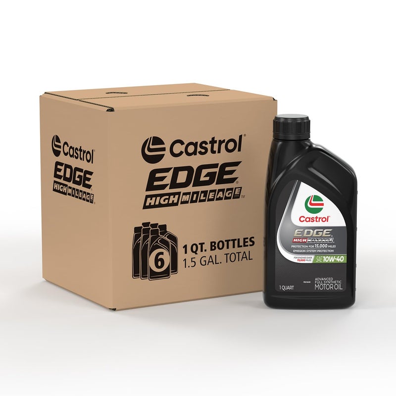 Castrol EDGE High Mileage 10W-40 Advanced Full Synthetic Motor Oil, 1 Quart, Pack of 6 - Image 5