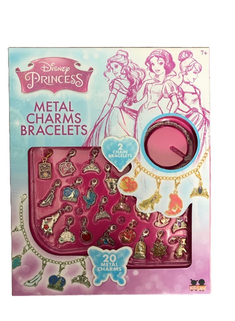 Disney Animators Princess Metal Charm Bracelet Kit for Girls – DIY Jewelry Making Set with Colorful Charms & Bracelet Chain – Fun Craft Activity for Kids - Image 1