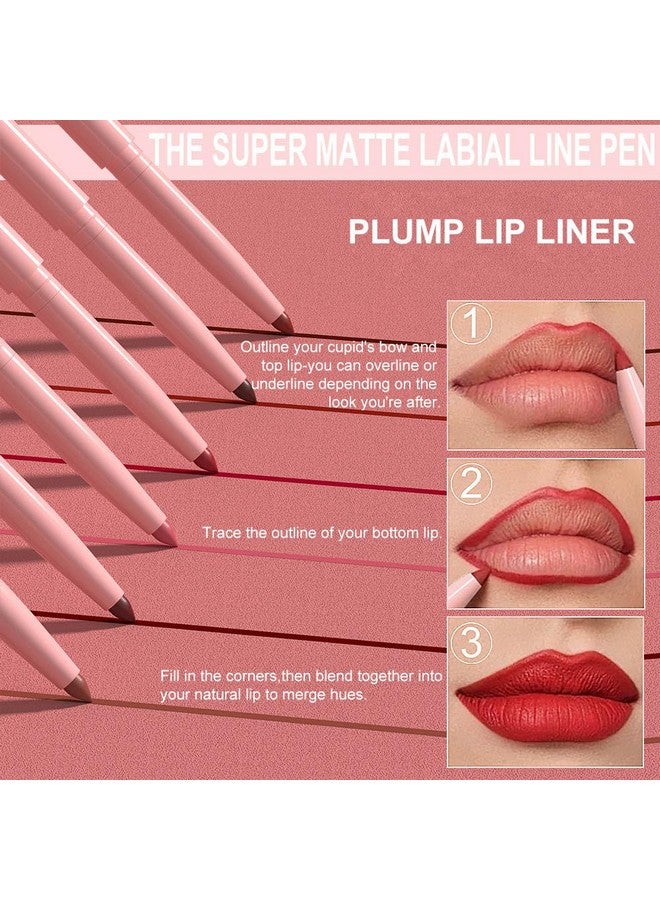 evpct 6Pcs Retractable Lip Liner Pencils Set For Shaping & Sculpting Lips, Mauve Maroon Dark Red Orange Nude Chocolate Brown Plum Creamy Matte Velvet Pigmented Rich Lip Colors Liner Crayon Lipstick 01  - Image 3