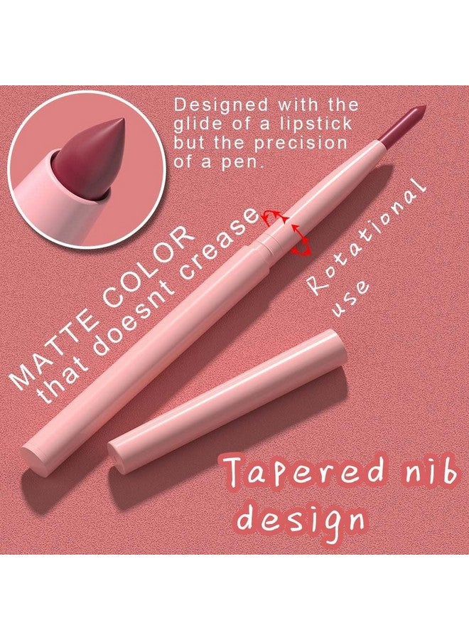 evpct 6Pcs Retractable Lip Liner Pencils Set For Shaping & Sculpting Lips, Mauve Maroon Dark Red Orange Nude Chocolate Brown Plum Creamy Matte Velvet Pigmented Rich Lip Colors Liner Crayon Lipstick 01  - Image 2