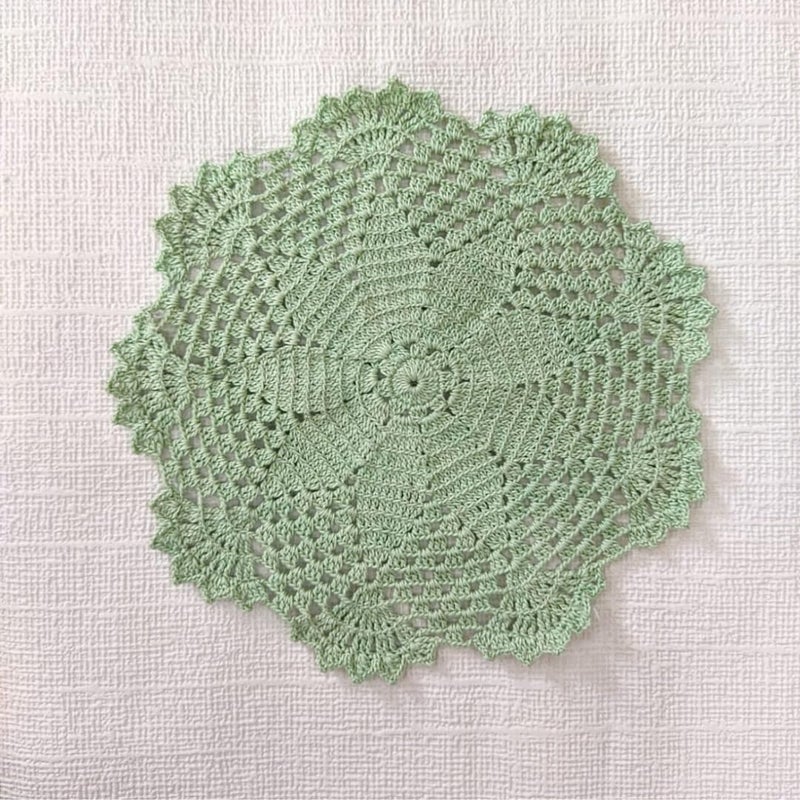 Happy Threads | Lacy Cotton Handmade, Crochet Doilies, Beautiful Placemats for Dining Table and Home Decor (Set of 2) (Green) - Image 1
