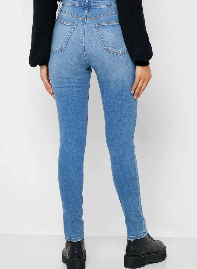 FOREVER 21 Distressed Super Skinny Jeans