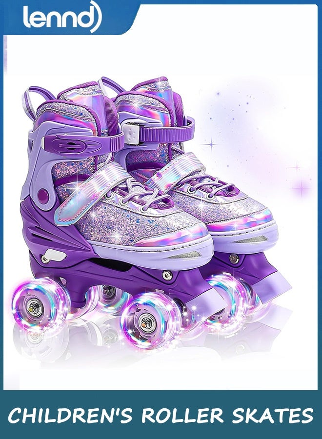 LENND Kids Roller Skates for Girls Kids, Adjustable Girls Roller Skates for Ages 3-12 with Light up Wheels & Safety Protection - Cool Birthday Gift for Indoor Outdoor Sports - Image 1