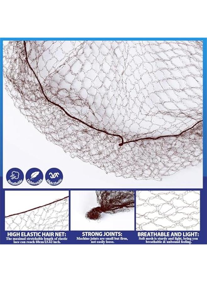 Arabest 50pcs 24'' Hair Nets for Food Service Workers, Unisex, Professionals, Various Ages, Hair Net, Brown, Solid, Nylon, Large, Modern, Pull-On - Image 3
