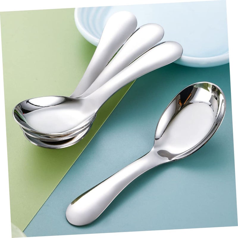 Stainless Steel Spoons Set Of 2 Smooth Surface Soup Porridge Spoons Lightweight Portable - Image 4
