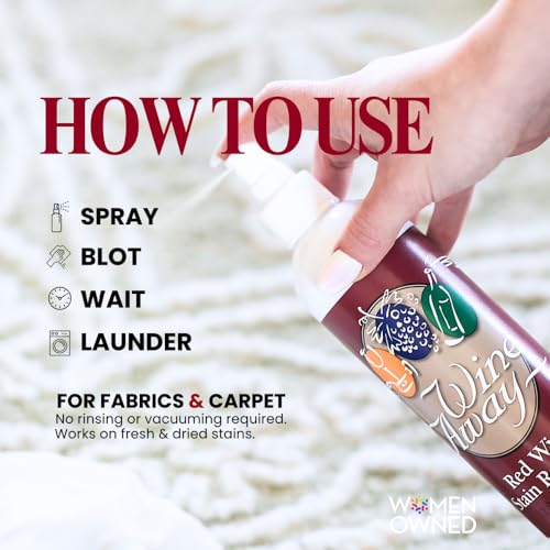 Wine Away Red Wine Stain Remover - Perfect Fabric Upholstery and Carpet Cleaner Spray Solution - Removes Wine Spots - Wine Out - Spray and Wash Laundry to Vanish Stain - 12 Ounce, Set of 3 - Image 3