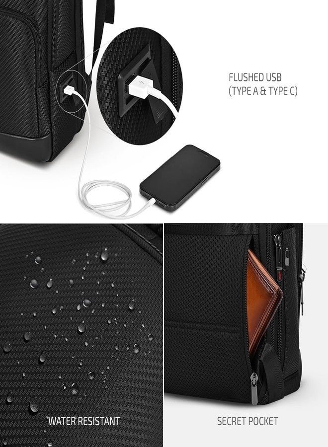 VIP Urban 17 Inch Compatible Laptop Backpack 20L | Water-Resistant with USB Charging Port | Padded Laptop Sleeve, 2 Compartments, Trolley Sleeve | Office & Travel Backpack for Men & Women (Black) - Image 5