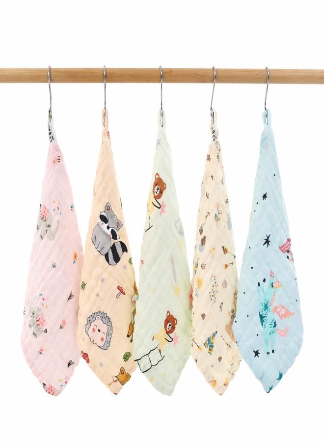 CLUZE High Density 6-Layer Gauze Square Cotton Baby Saliva Towel | Soft & Absorbent Colorful Handkerchief Wash Cloth for Newborns & Kindergarten Kids | 25x25 cm (8, Multicolor, Small) - Image 1