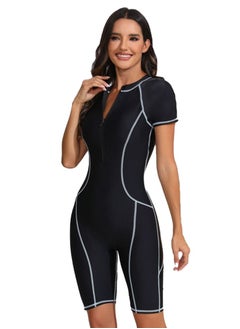 Al Aoyama One Piece Short Sleeve Quick-Dry Swimwear zip design surfing suits Elastic  - Image 1