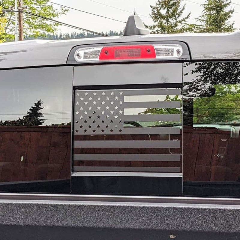 Zxiaochun Rear Middle Window American Flag Decal for Ford F150 F250 F350 2004-2011 2012 2013 2014 Back Center Sliding Window Glass USA Flag Vinyl Sticker Exterior Accessories(Matte Black) - Image 1