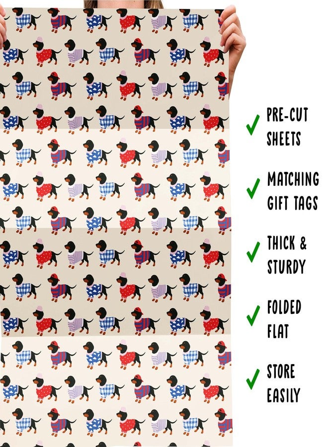 CENTRAL 23 Dog Wrapping Paper Dachshund - 6 Sheets With Sausage Dogs In Sweaters - Funny Birthday Wrap For Pets, Adult, Men, Women - Christmas Gatherings, Pet Parties - Recyclable - Image 5