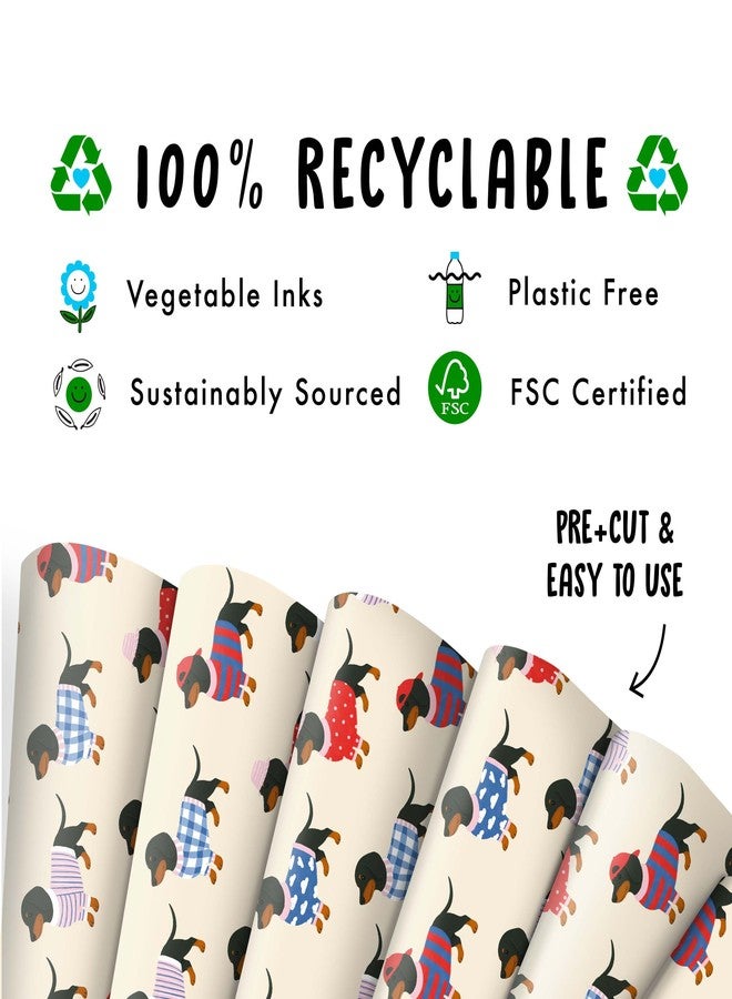 CENTRAL 23 Dog Wrapping Paper Dachshund - 6 Sheets With Sausage Dogs In Sweaters - Funny Birthday Wrap For Pets, Adult, Men, Women - Christmas Gatherings, Pet Parties - Recyclable - Image 3