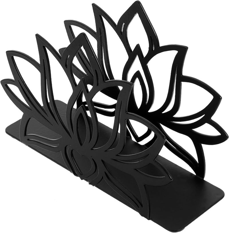 DEARMAMY Lotus Napkin Holder Flower Napkin Stand Organizer Cast Iron Farmhouse Tissue Dispenser Desk Decoration for Kitchen Dining Room Tables 1200X890X400CM Black  - Image 3