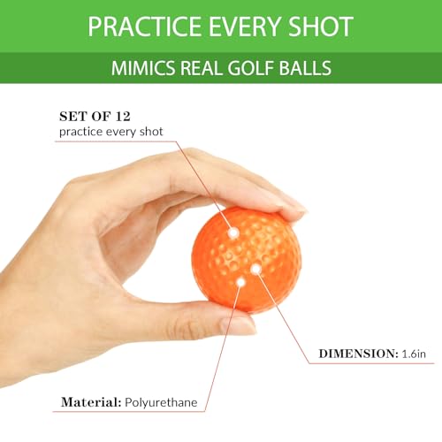 Bac-kitchen 12 Pack Foam Golf Practice Balls - Realistic Feel and Limited Flight Training Balls for Indoor or Outdoor (12 Multicolor) - Image 3