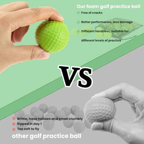 Bac-kitchen 12 Pack Foam Golf Practice Balls - Realistic Feel and Limited Flight Training Balls for Indoor or Outdoor (12 Multicolor) - Image 5