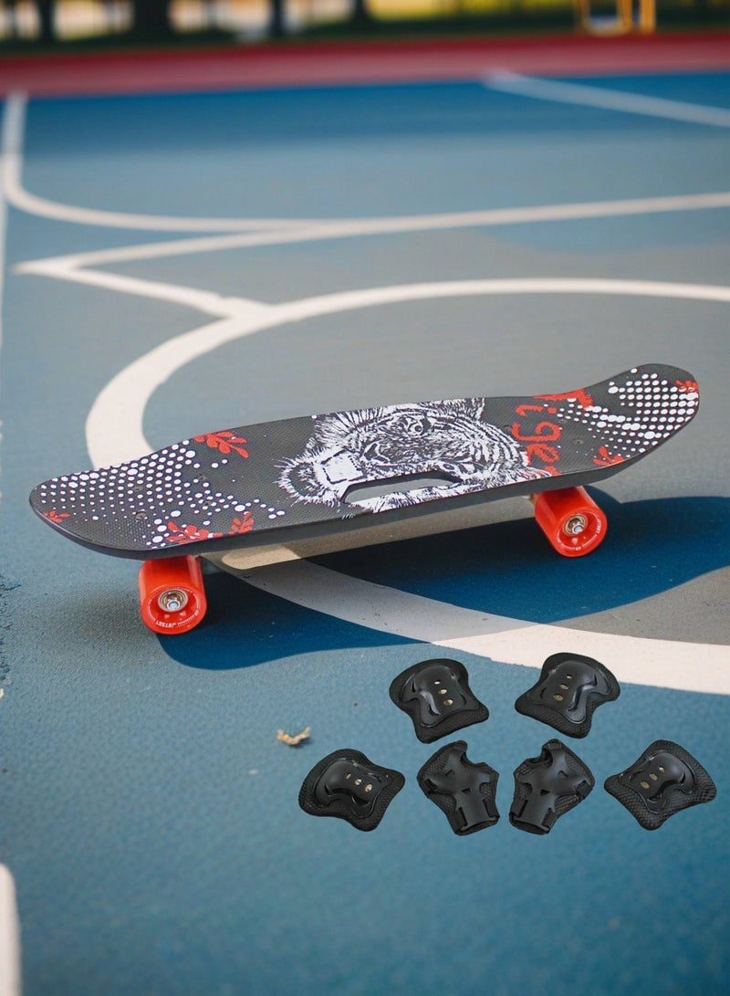 إيزي فيتشور لوح تزلج كامل للأطفال من EASY FUTURE - لوح قصير Penny Board Cruiser للشباب من سن 6 إلى 12 عامًا، والمراهقين والمبتدئين الذين يتعلمون التزلج، بما في ذلك مجموعة معدات الحماية - Image 5