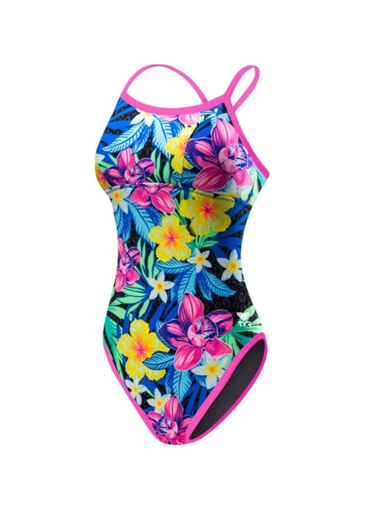 TYR Women's Tracer Light Aerofit Short John Swim Suit, Navy  - Image 1