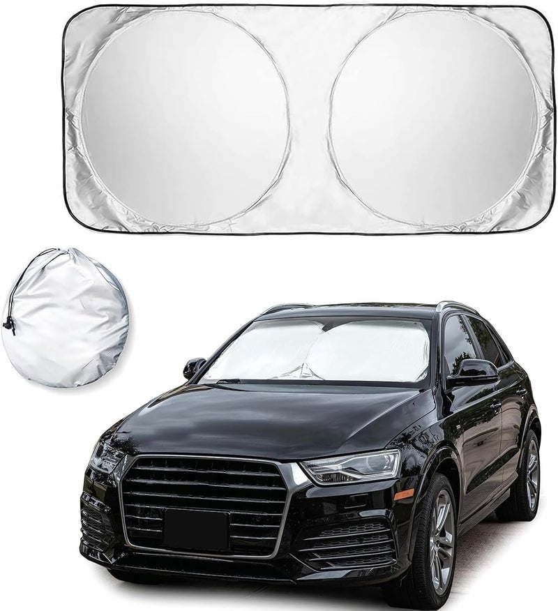 ToolHouse Windshield Sun Shade for Cars, Universal Fit Sunshade for Front Windshield, with Storage Pouch, Blocks UV Rays & Heat, Foldable Sun Visor, for Dashboard & Interior (150cm*70cm) - Image 1