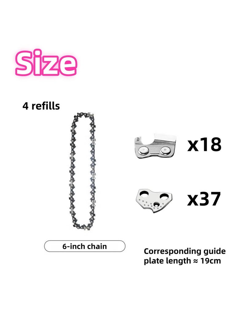 LUBUFAN Mini Chainsaw Chains Replacement 4-Pack, 6-Inch Small Single-Handed Pruning & Forestry Saw Chain, 37 Link Chains for Compatible with Most Mini Electric Chainsaws for Landscaping & Garden Care - Image 4