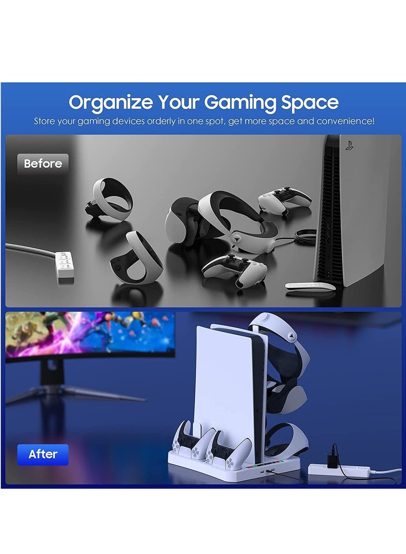 Storage Charging Station Compatible for PS VR2 for Playstation 5 Vertical Stand with Console Cooling Fan and Controller Charging Dock VR Headsets Holder - Image 2