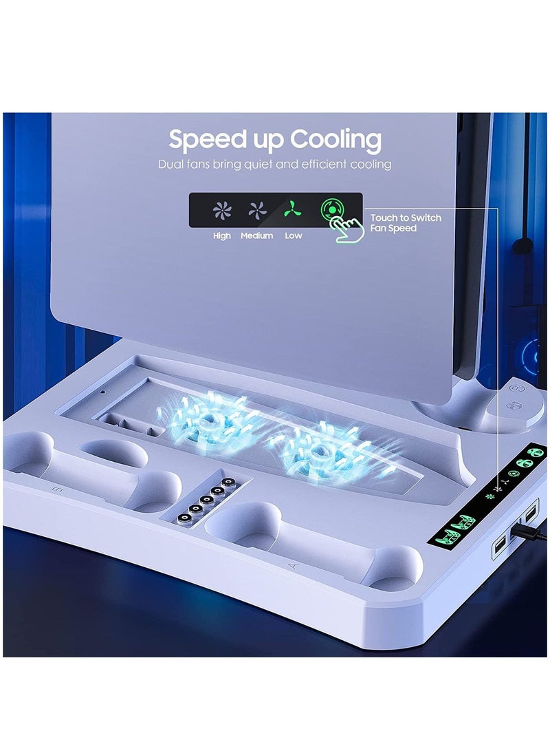 Storage Charging Station Compatible for PS VR2 for Playstation 5 Vertical Stand with Console Cooling Fan and Controller Charging Dock VR Headsets Holder - Image 5