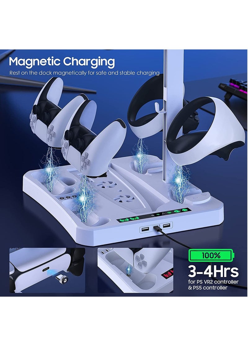 Storage Charging Station Compatible for PS VR2 for Playstation 5 Vertical Stand with Console Cooling Fan and Controller Charging Dock VR Headsets Holder - Image 3