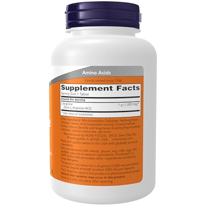 now Supplements, L-Arginine 1,000 mg, Nitric Oxide Precursor*, Amino Acid, 120 Tablets - Image 2