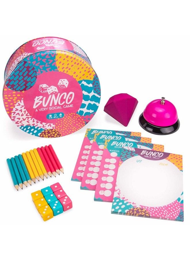 Brybelly - Bunco: A Very Social Game 12Player Party Dice Game Includes Dice Scorecards Pencils Bell & Squishy Traveling Jewel Family Game Night Board Games Party Supplies & Fun Activities - Image 1