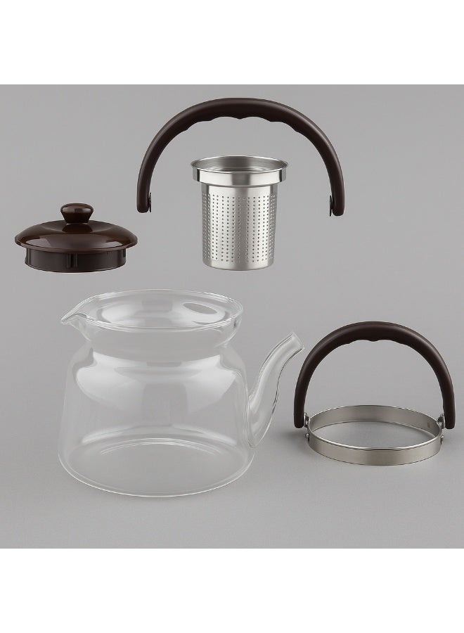 BASURRAH Heat-Resistant Glass Teapot with Stainless Steel Strainer – Can Withstand Direct Fire on Gas Stove, Available in Sizes 0.6L / 1L / 1.2L / 1.4L / 1.6L, Elegant Design for Preparing Tea and Hot Beverages - Image 5