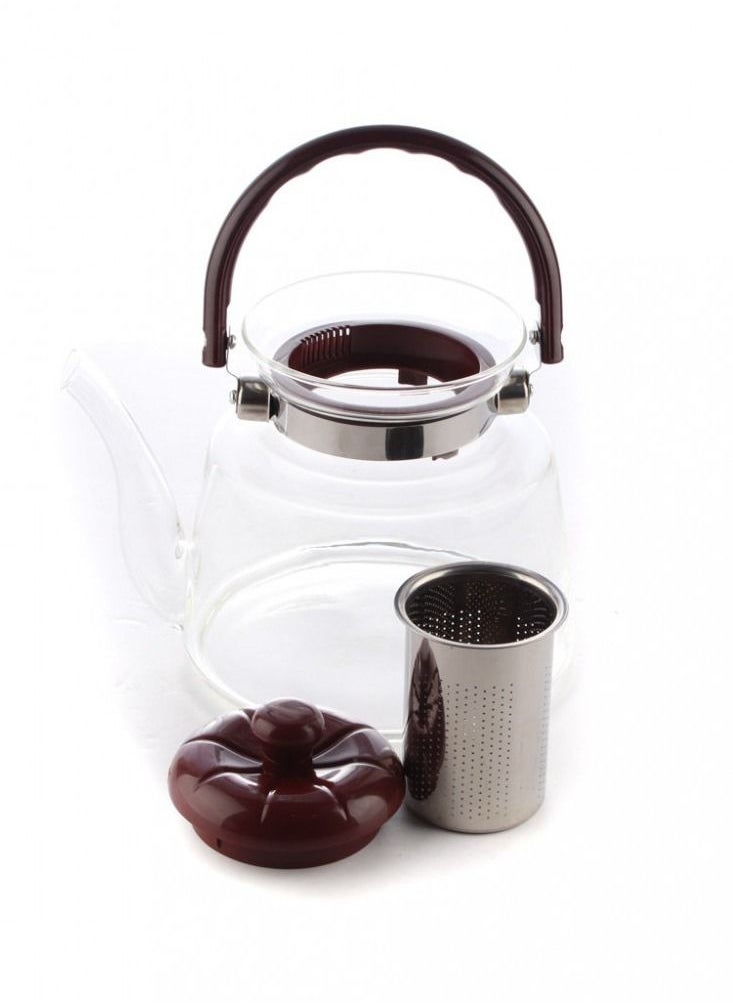 BASURRAH Heat Resistant Clear Glass Teapot with Glass Filter - Perfect for Home and Camping Tea Brewing - Direct Fire Heating Kettle  - Image 1